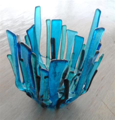 Fused Glass Candle Holder Vase In Shades Of Blue Delphi Artist Gallery