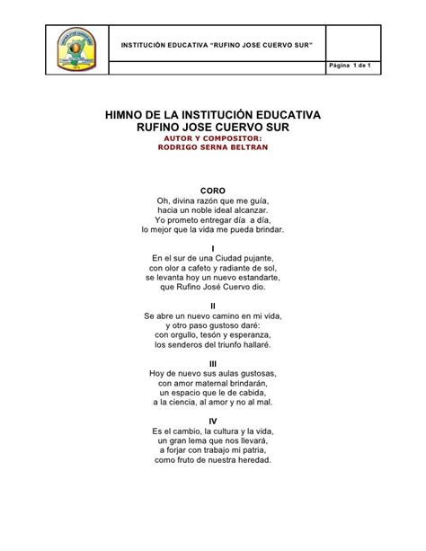 Himno De La Institución Educativa Rufino Sur