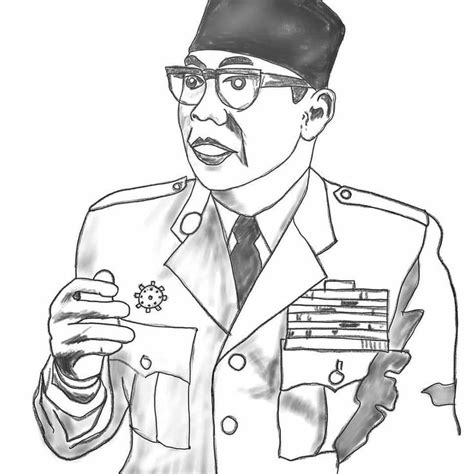 30 Sketsa Ir Soekarno Sketsa Cantik