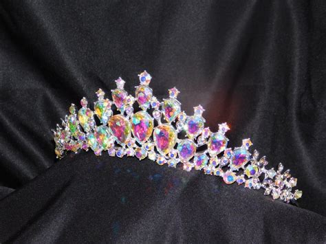 silver ab rhinestone crystal queen tiara crown bridal pageant etsy