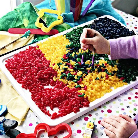 This new recipe allows noodles to be used for craft projects, or technicolored meals!* check o… How to Dye Pasta for Sensory Play | Spirited and Then Some