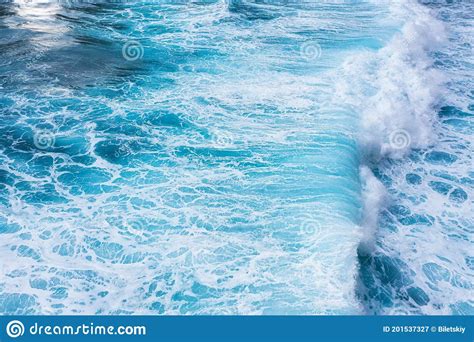 Large Ocean Waves As A Background Blue Water Background From Top View