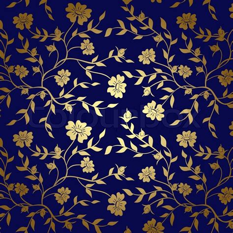 Blue And Gold Floral Texture For Background Stock Photo Colourbox