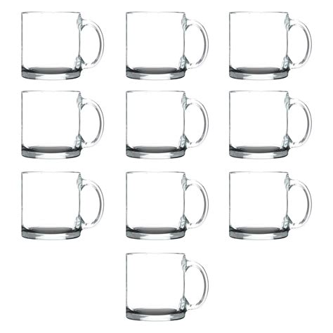 libbey clear glass coffee mugs 13 oz set of 10 bulk pack perfect for coffee tea espresso