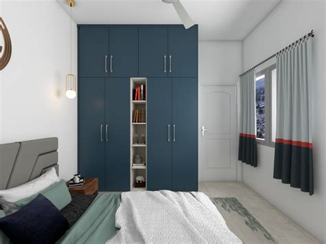 Contemporary Compact Low Maintenance Wardrobe With Open Shelves Livspace