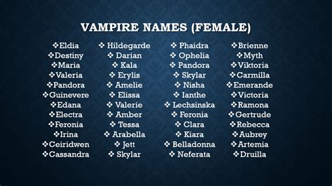 The Writer S Corner Female Vampire Names Eldia Destiny Maria