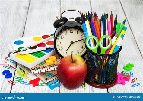 School Office Supplies Stock Image Image Of Object Elementary 77066749