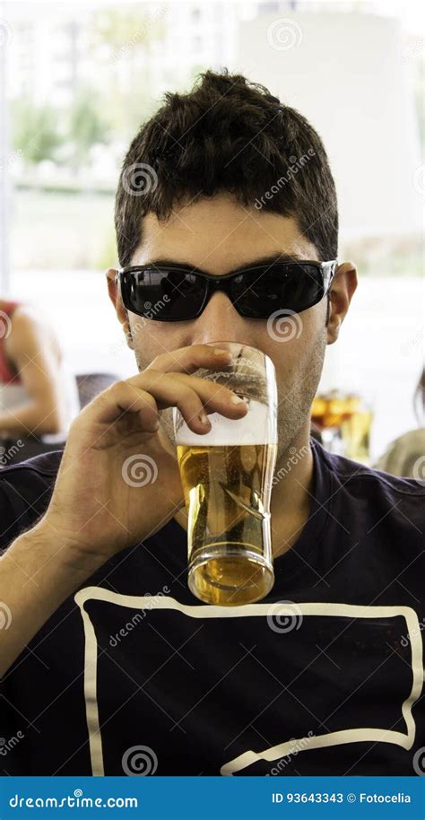 Man Drinking Beer Stock Image Image Of Attractive Background 93643343