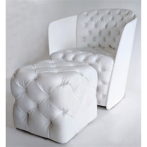 Enjoy free shipping on most stuff, even big stuff. Modern Italian White Leather Tufted Armchair & Ottoman ...