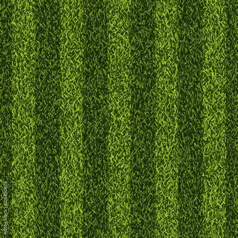 Vector Realistic Top View Illustration Of Soccer Green Grass Field Seamless Striped Line