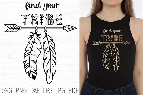 Boho Arrow Svg With Feathers And Quote Find Your Tribe