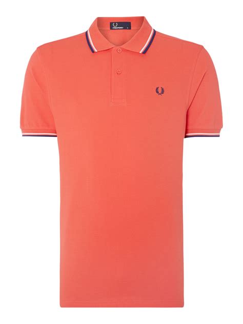 Fred Perry Twin Tipped Regular Fit Polo Shirt In Pink For Men Coral
