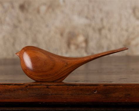 Small Wooden Bird Carving Sculpture, Hand Carved From Santos Rosewood ...