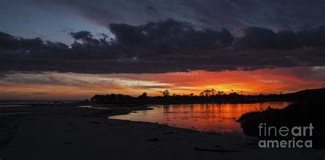 Flaming Red Sunset Over Malibu Beach Lagoon Estuary Fine Art Photograph