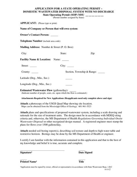 Mississippi Application For A State Operating Permit Domestic