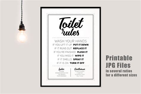 Toilet Rules Printable Signs Design Bundles