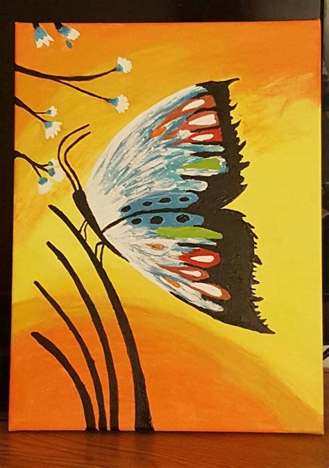 Butterfly Acrylic Canvas Painting Painting By Afreen Kauser Fine Art