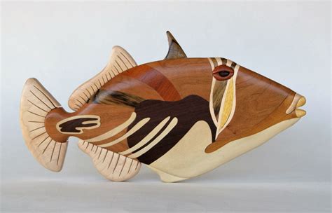 Picasso Triggerfish Intarsia Wall Hanging Wooden Tropical Etsy Fish