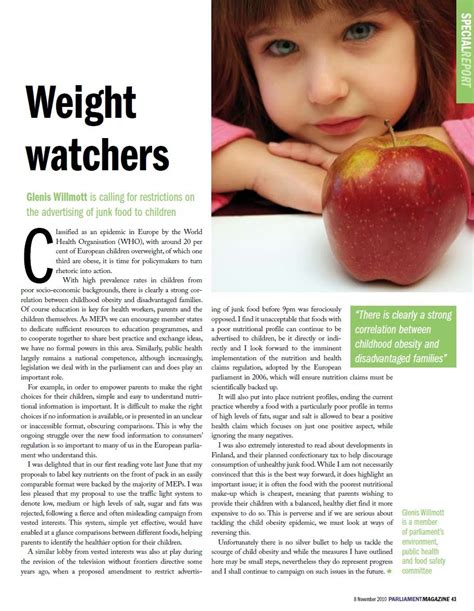 In the past decade, there has been an emerging evidence on obesity research among adults in malaysia. Glenis Willmott MEP: An article on childhood obesity in Europe