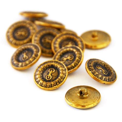 Fancy Patterened Vintage Gold Buttons 6 Pairs 22mm