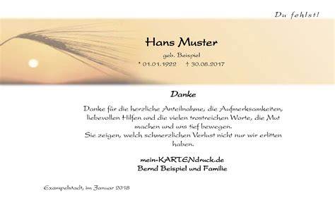 Alle traueranzeigen aus dem trierischen volksfreund. Trauerkarten Danksagung Vorlagen