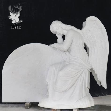 Custom Angel Carving Headstone Graveyard Memorial White Marble Angel