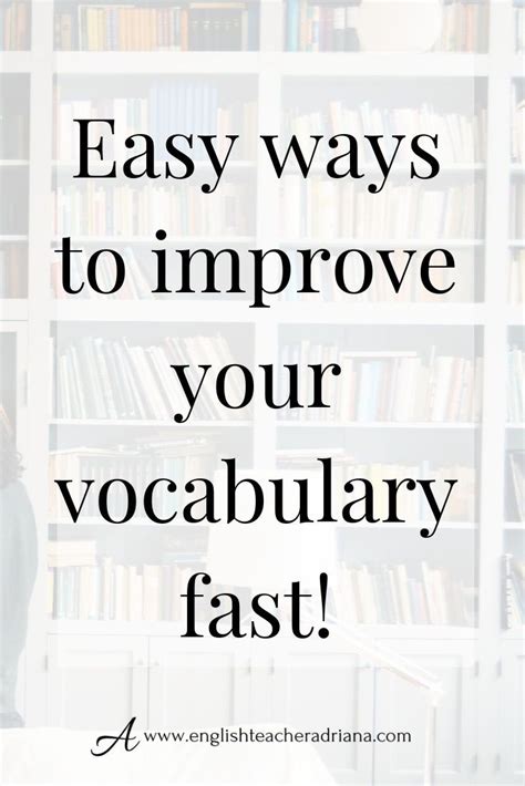 the words easy ways to improve your vocably fast in front of bookshelves