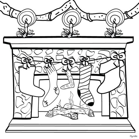 Christmas Fireplace Coloring Page At Free Printable