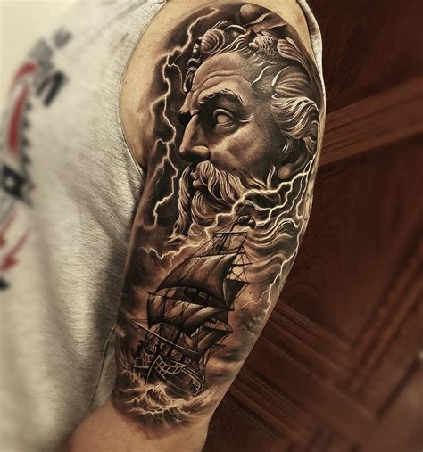 Poseidon Tattoo By Samurai Maciel Poseidon Tattoo Mythology Tattoos