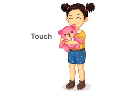 Girl Holding A Teddy Showing Touch Sense 1308122 Vector Art At Vecteezy