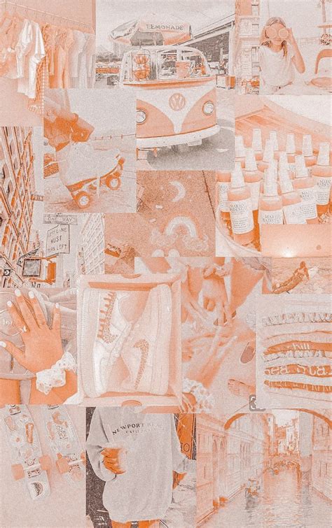 Peachy Pink Aesthetic Collage Wallpaper Realtec