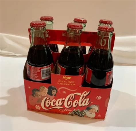 Christmas Coca Cola Classic Glass Bottles 8 Oz Santa Coke Holiday 6