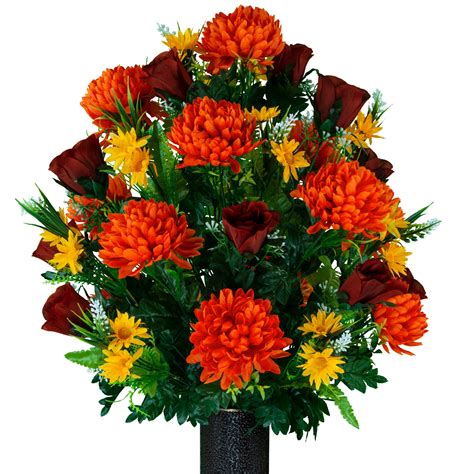 Sympathy Silks Artificial Cemetery Flowers Realistic Vibrant Roses