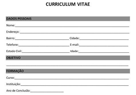 5 Folhas De Currículo Em Branco Para Imprimir Em Pdf Online Cursos