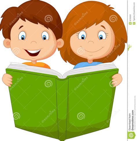 Cartoon Kids Reading Book Stock Vector Illustration Of