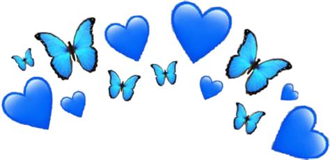 Blue Heart Emoji Crown Png Drawing