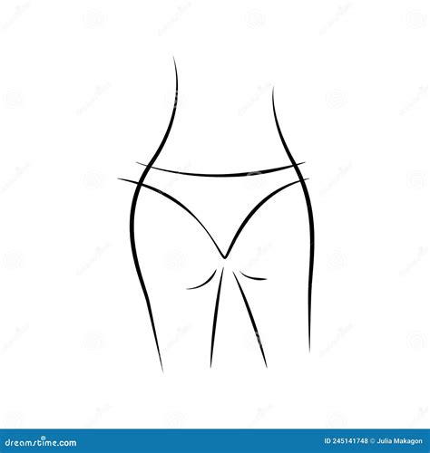 Beautiful Female Body Linear Sketch Silhouette Figure Of A Naked Woman
