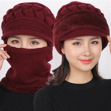 buy 2020 female neck warmer autumn winter beanies hats mask women winter hat knitted hats scarf