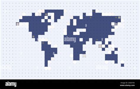 World Map Illustration Pixelated Style 2d Rendering Digital