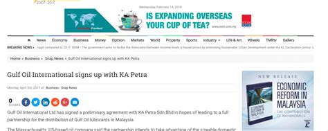 The agreement was signed with asia energy services sdn bhd, or aes in appreciation of the support from travel agents at regional level, the carrier introduced the regional senior vice president award, which was won by koperasi. Gulf Oil International signs up with KA Petra - KA Petra ...