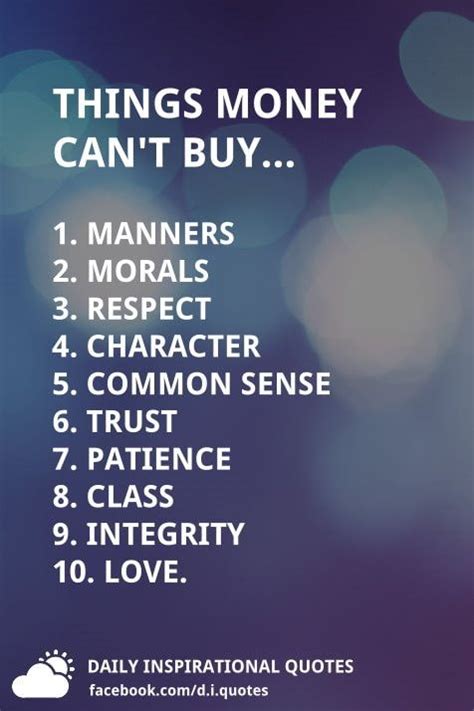 A Poster With The Words Things Money Cant Buy And An Image Of A Blue