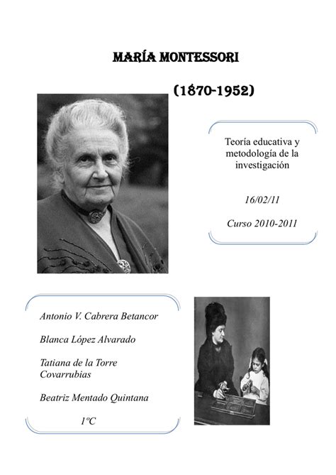 María Montessori 1870 1952 Índice 1 Biografía 2obras 3método