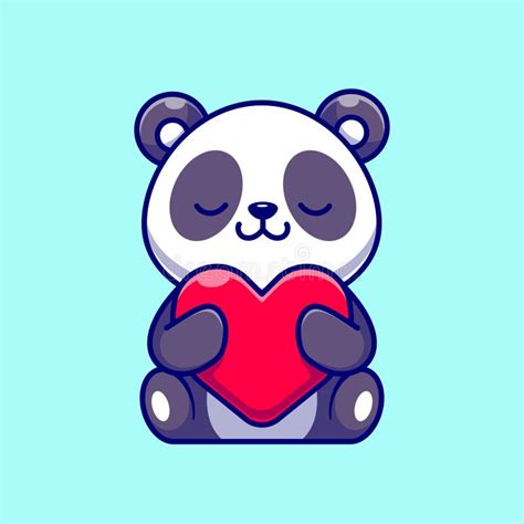 Cute Panda Holding Love Heart Cartoon Vector Icon Illustration Animal