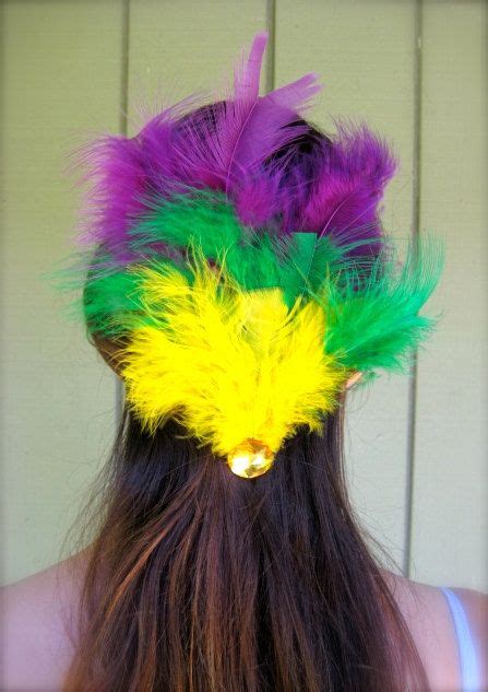 Mardi Gras Feather Hair Clip Etsy Feather Hair Clips Mardi Gras Mardi