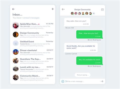 Will i be able to send and accept files? Inbox / Group Chat Screen Design | chat ux | Screen design ...