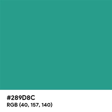 Dark Aquamarine Color Hex Code Is 289d8c