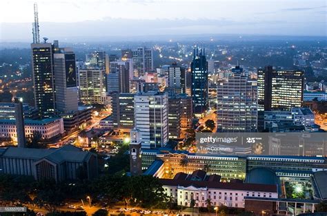 Aerial View Of City At Night Looking North Nairobi Kenya