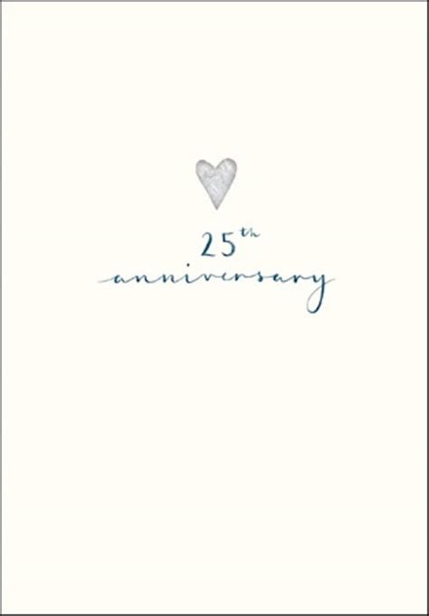 25th Anniversary Simple Silver Foil Greeting Card Cards