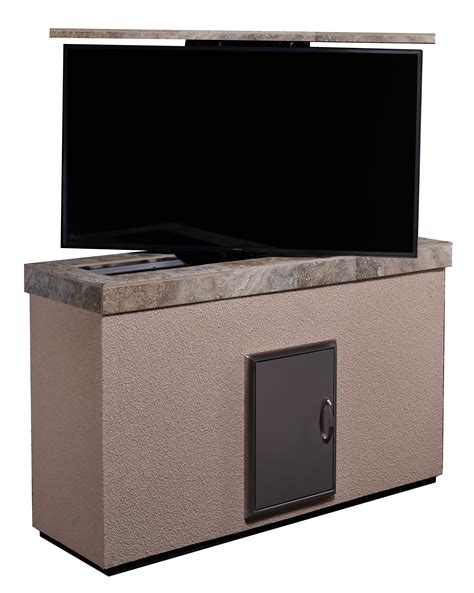 An Outdoor Entertainment Center With A Flat Screen Tv On Top
