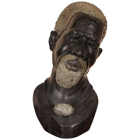 J Mabena Signed South African Carved Stone Bust Of A Chieftain At 1stdibs